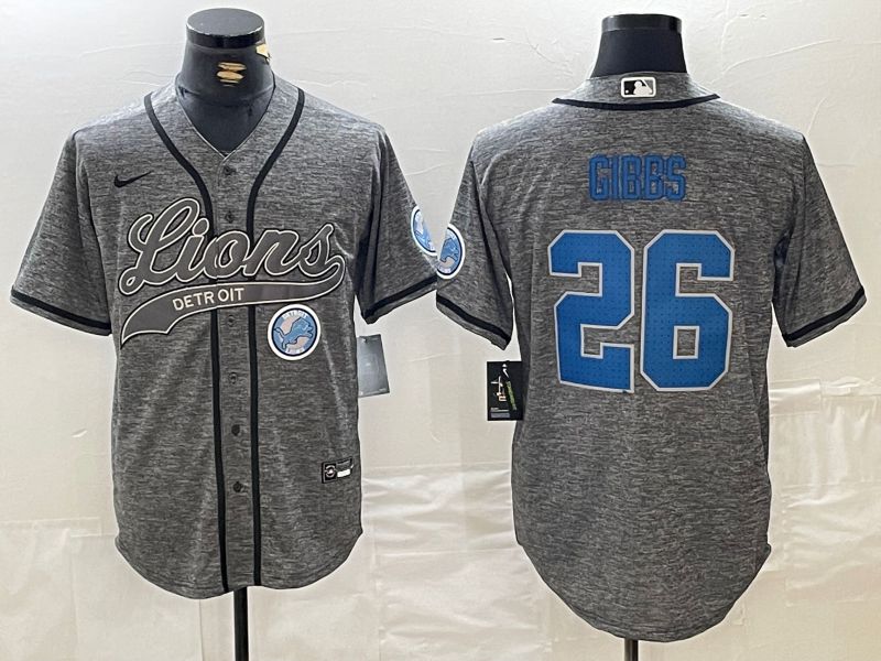 Men Detroit Lions #26 Gibbs Grey Joint Name 2024 Nike Limited NFL Jersey style 5->detroit lions->NFL Jersey